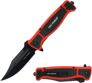 Tac-Force Pocket Folding Knife, 3.47" Clip Point Blade, 8.27" Overall Length, Glass Breaker, Red, Everyday Carry