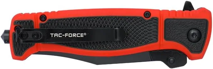 Tac-Force Pocket Folding Knife, 3.47" Clip Point Blade, 8.27" Overall Length, Glass Breaker, Red, Everyday Carry
