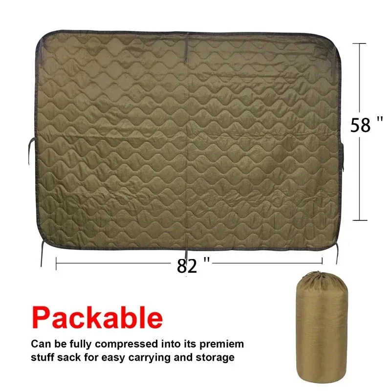 Tactical Army Poncho Liner Camouflage Blanke - Waterproof Camouflage Poncho, Quilted Blanket Cover Suitable for Camping, Shooting, Hunting