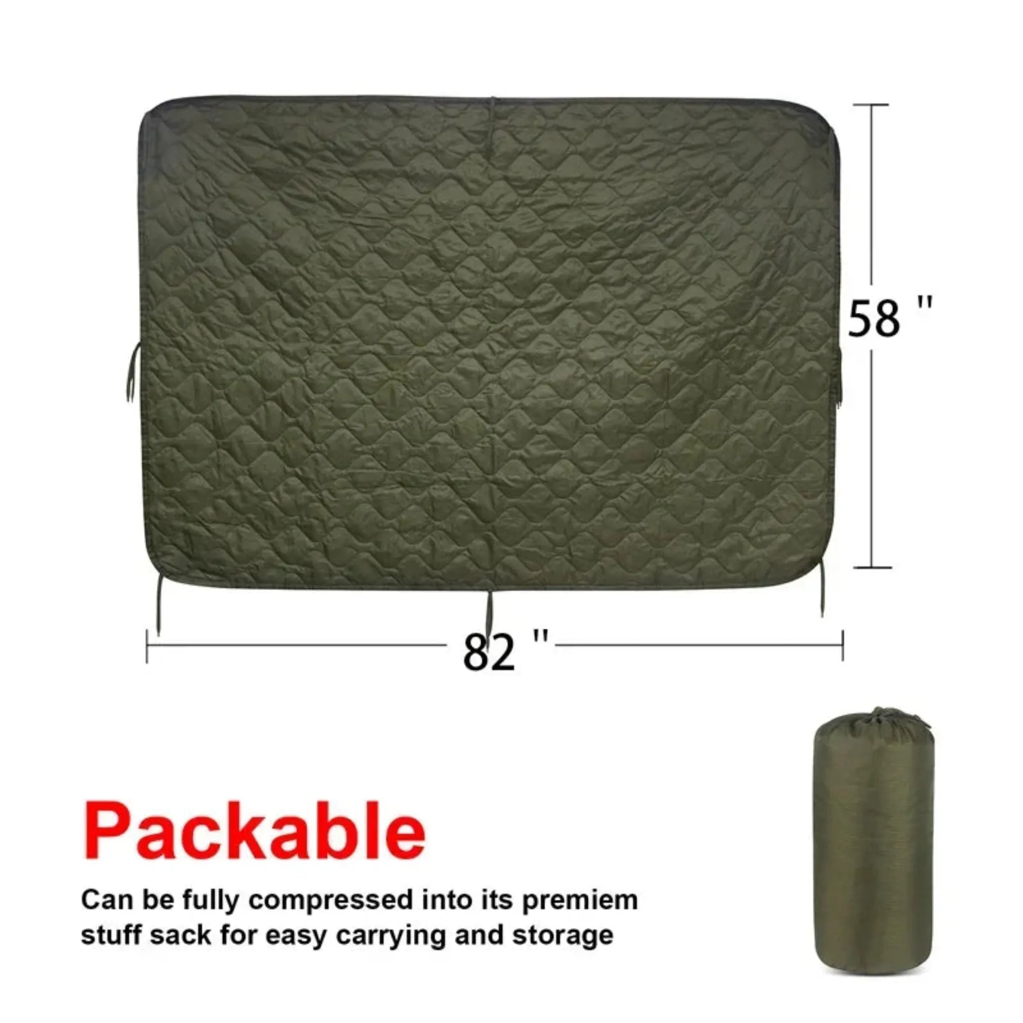 Tactical Army Poncho Liner Camouflage Blanke - Waterproof Camouflage Poncho, Quilted Blanket Cover Suitable for Camping, Shooting, Hunting