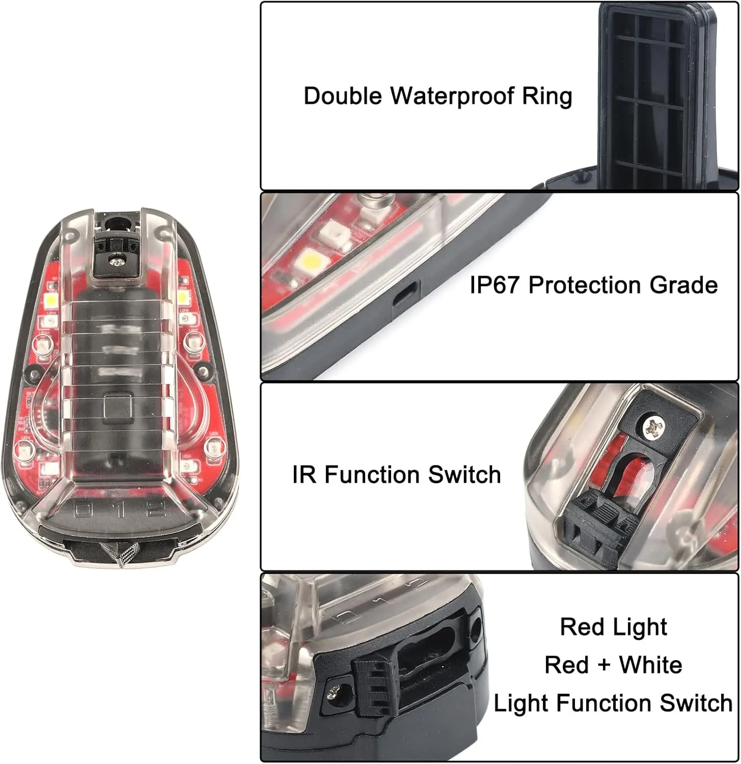 Tactical Helmet Light Military, 4 Modes with IR Strobe/Constant   Constant Red Light   Constant Red & Strobe White LED, Survival Signal Identification Light for Outdoor Sports