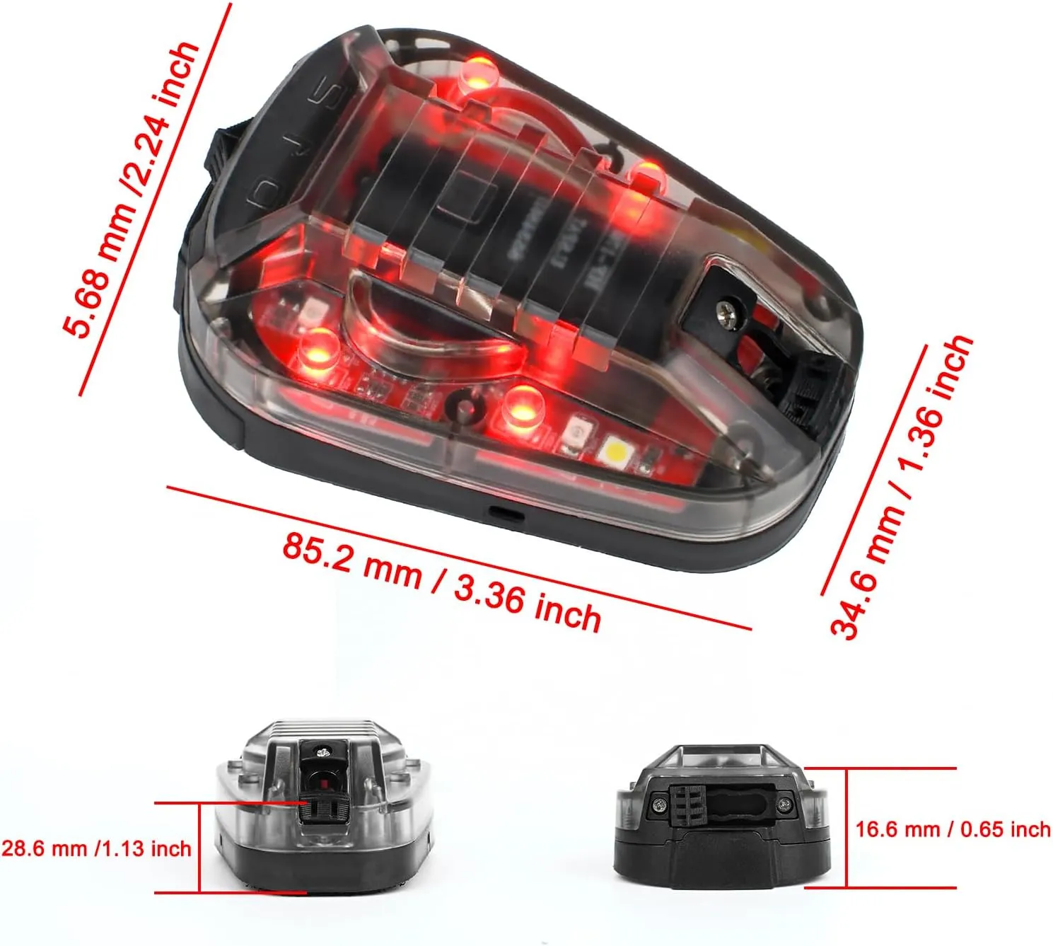 Tactical Helmet Light Military, 4 Modes with IR Strobe/Constant   Constant Red Light   Constant Red & Strobe White LED, Survival Signal Identification Light for Outdoor Sports