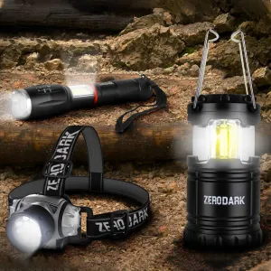 Tactical Set: Flashlight, Headlamp Lantern Complete product line and ZeroDark Global reach 3-Piece