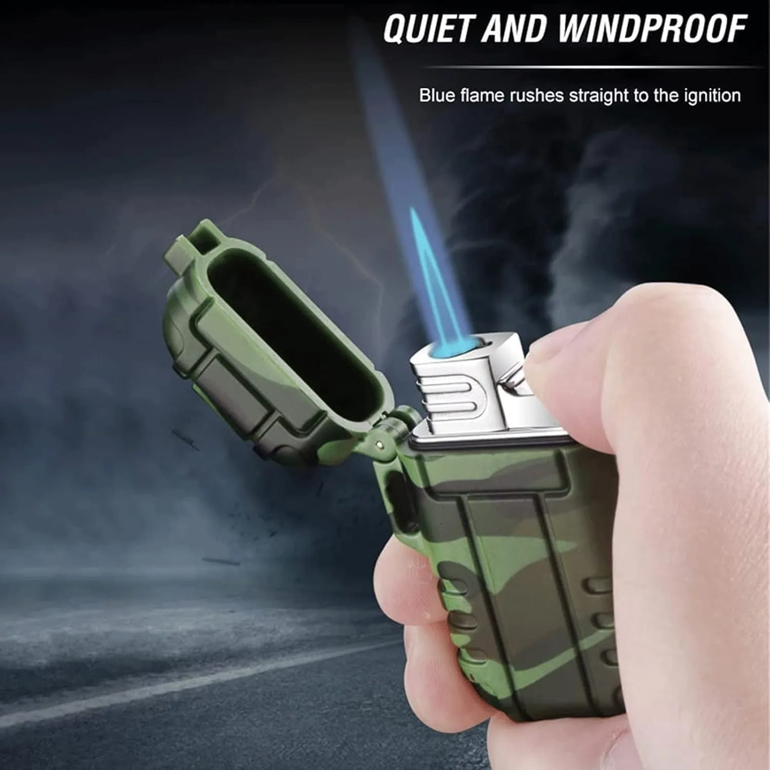 TARVIT Waterproof Windproof Lighter ，Waterproof Torch Lighter Cigar lighters Refillable Adjustable Lighters for Camping Accessories Hiking (Without Gas) (Color : Green)