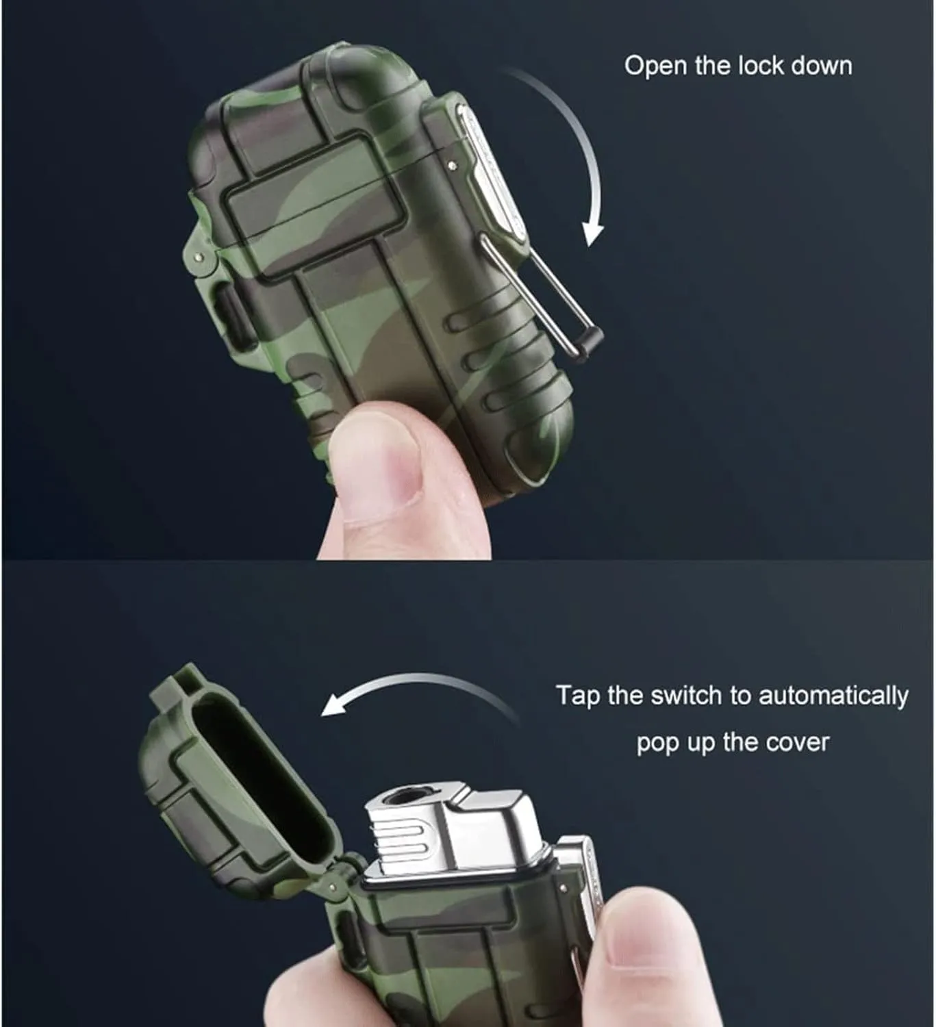 TARVIT Waterproof Windproof Lighter ，Waterproof Torch Lighter Cigar lighters Refillable Adjustable Lighters for Camping Accessories Hiking (Without Gas) (Color : Green)
