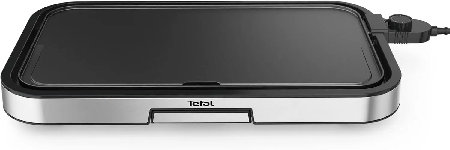 Tefal CB631D Giant Plancha Grill 12 People, XXL Grill Surface, Non-Stick Coating, Adjustable Thermostat, Oil-free, Healthy Cooking, Easy to Clean, 2300 W, Stainless Steel