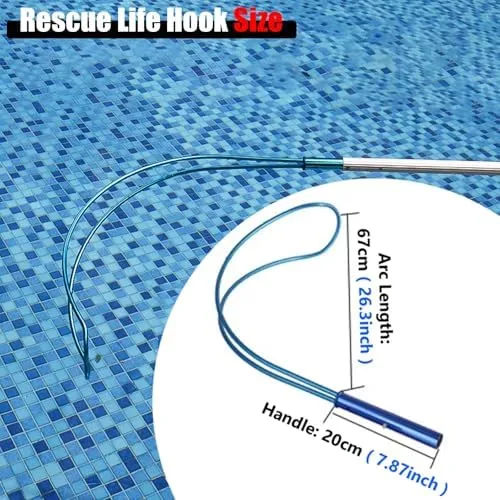Telescopic Pool Safety Hook,Adjustable Rescue Pole for Emergency Water Rescue,Durable Aluminum Life Saver for Swimming Pools and Lakes