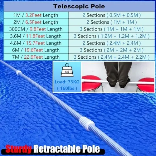 Telescopic Pool Safety Hook,Adjustable Rescue Pole for Emergency Water Rescue,Durable Aluminum Life Saver for Swimming Pools and Lakes
