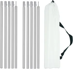 Tent Pole Support Frames Kit Outdoor Support， Adjustable Aluminum Pole Tarp Pole with Storage Bag Ultralight Compact Support Rods for Camping Shelter Tarpaulin Canopy Warterproof Sail Shade Pole(1 pai