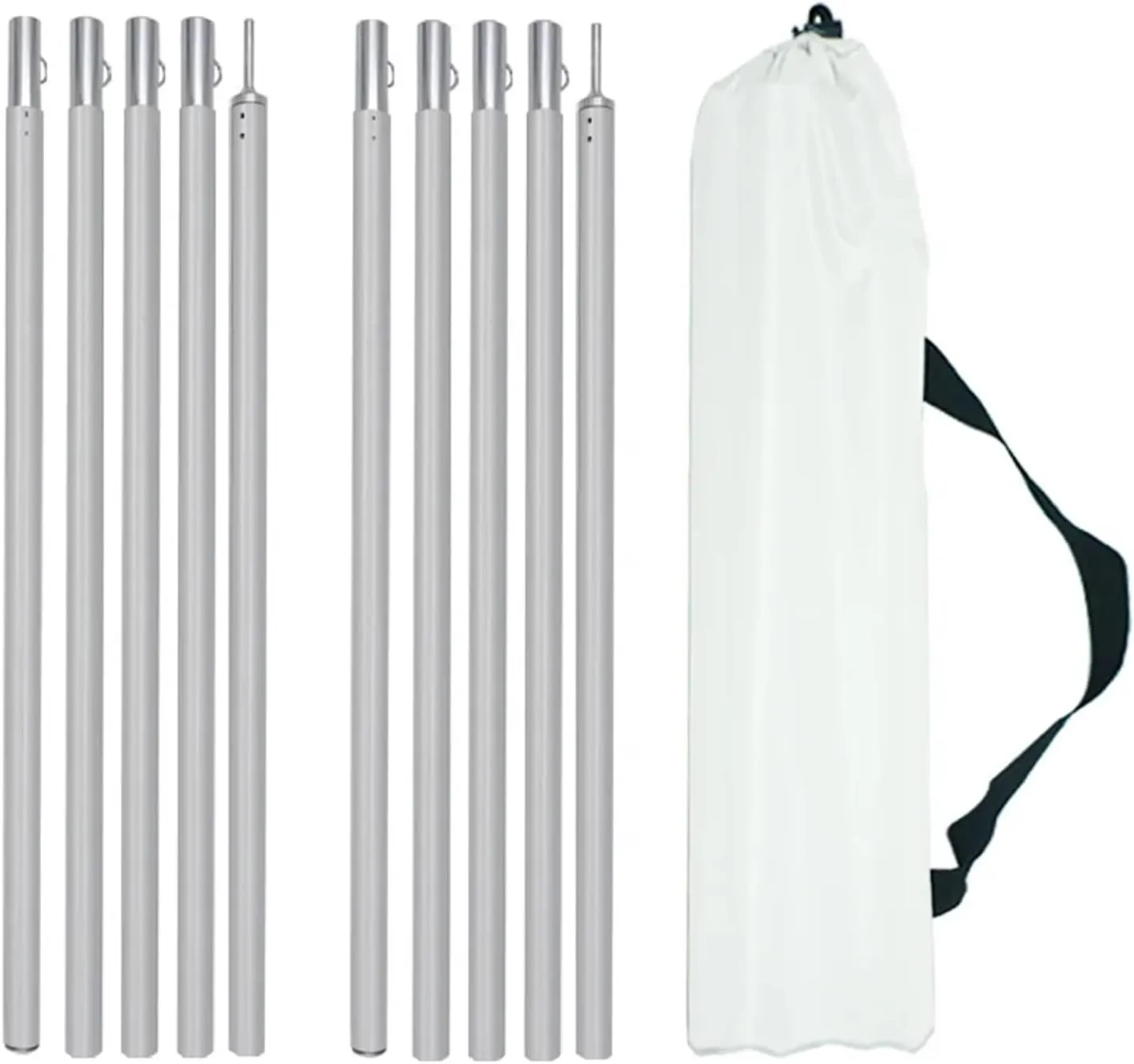 Tent Pole Support Frames Kit Outdoor Support， Adjustable Aluminum Pole Tarp Pole with Storage Bag Ultralight Compact Support Rods for Camping Shelter Tarpaulin Canopy Warterproof Sail Shade Pole(1 pai
