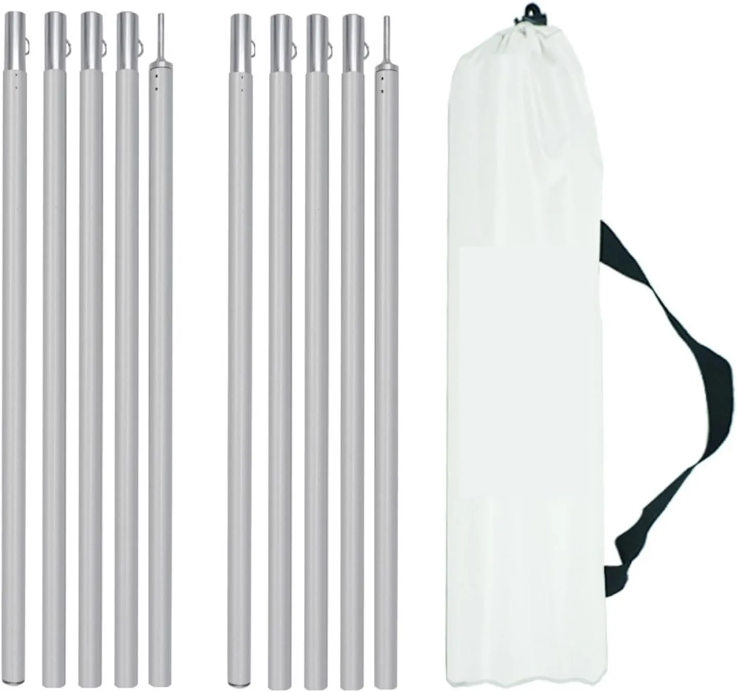 Tent Pole Support Frames Kit Outdoor Support， Adjustable Aluminum Pole Tarp Pole with Storage Bag Ultralight Compact Support Rods for Camping Shelter Tarpaulin Canopy Warterproof Sail Shade Pole(1 pai