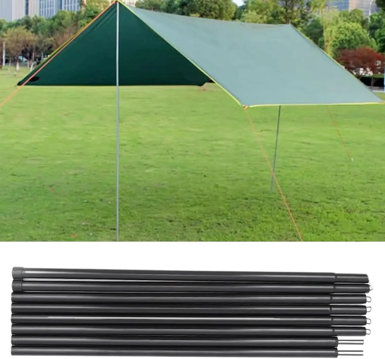Tent Pole Support Frames Kit Outdoor Support， Outdoor Tent Poles Extendable Lightweight Tarp Support Rod for Replacement Accessories Beach Rainfly Fishing Backpacking Warterproof Sail(Black)