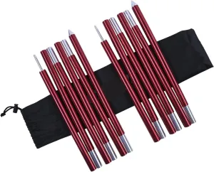 Tent Poles 1pair 12 Sections Lightweight Tent Rod Aluminum Alloy Tarp Pole Accessories with Bags for Camping Hiking(RED)