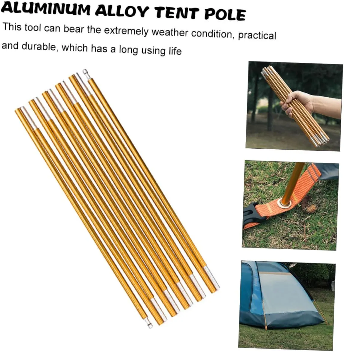 Tent Poles Tent Canopy Pole Tarps Heavy Duty Camping Tents Canopy Support Tool Portable Tent Anti-Over