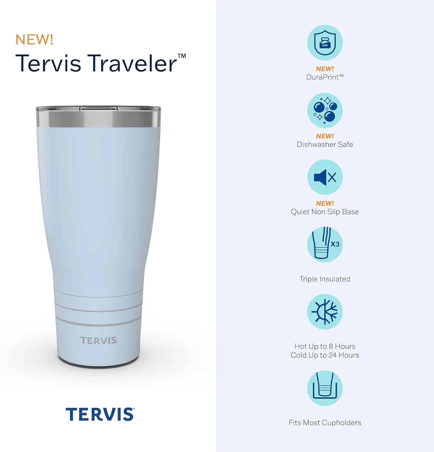 Tervis Traveler NFL New England Patriots - Hype Stripes Triple Insulated Insulated Tumbler Travel Cup Keeps Drinks Cold & Hot, 30oz, Stainless Steel