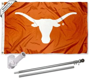 Texas Longhorns Bevo Flag with Pole and Bracket Kit