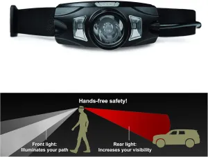 The Ideal headlamp for Walking at Night | Very Bright | Red Tail Light for 360 Visibility | Reflective Headband | Stay Safe!