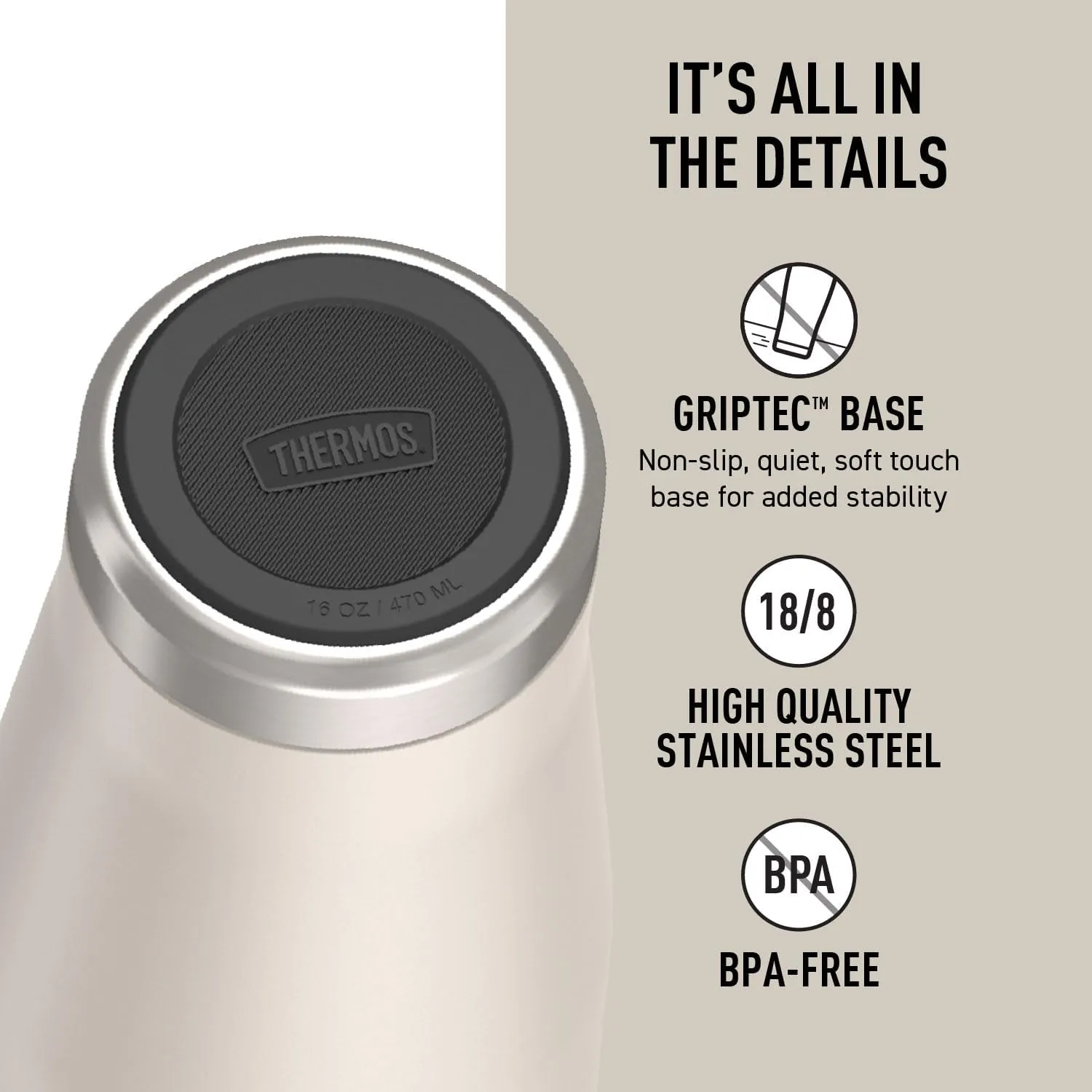 THERMOS ICON SERIES, Stainless Steel Mug, Sandstone, 16 oz