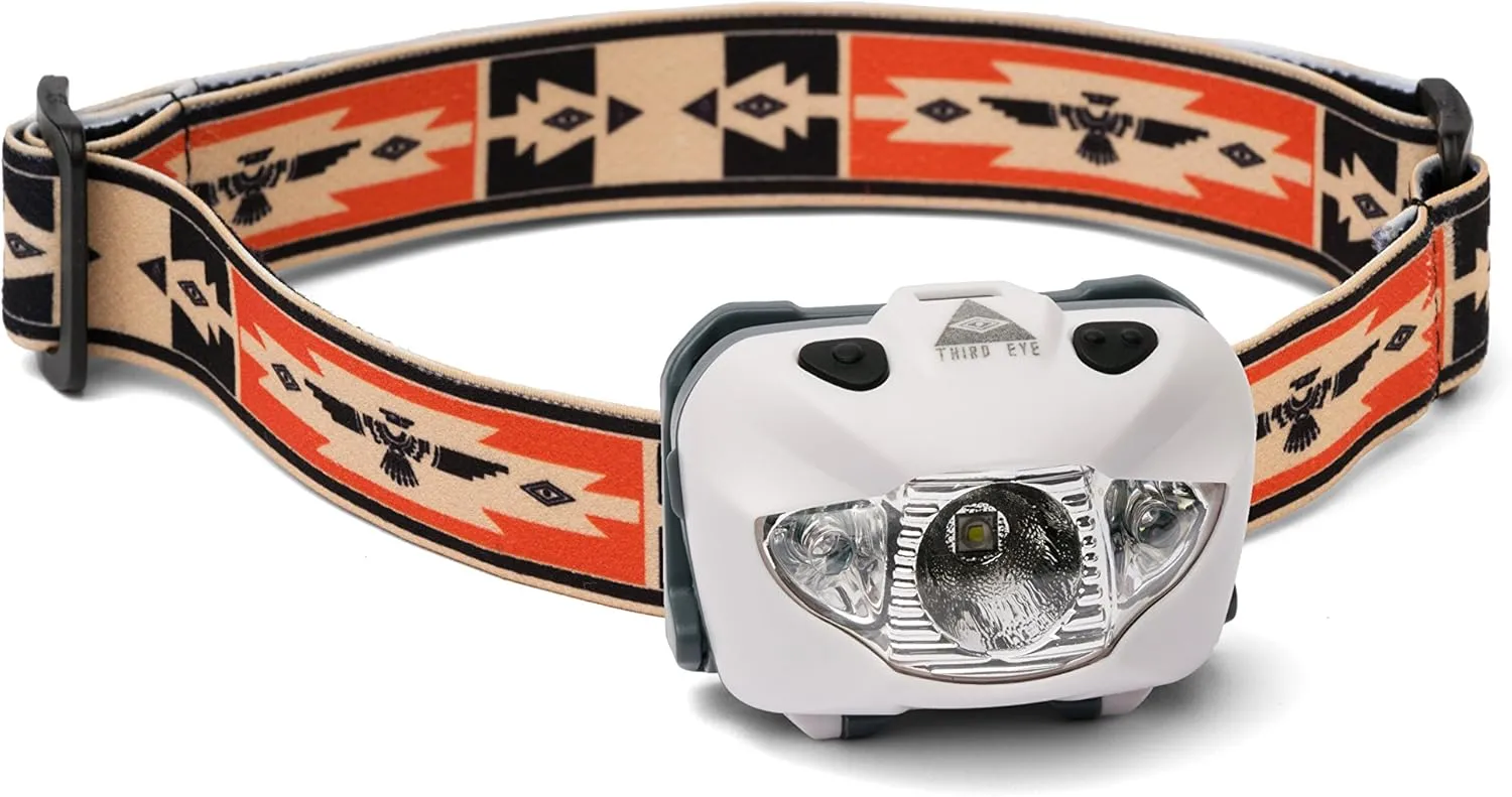 Third Eye Headlamps - Powerful and Stylish Camping LED Headlamp Flashlight - 168 Lumens, Red and White Light, Adjustable Tilt, Multiple Brightness Modes - Lightweight, Durable (Thunderbird)
