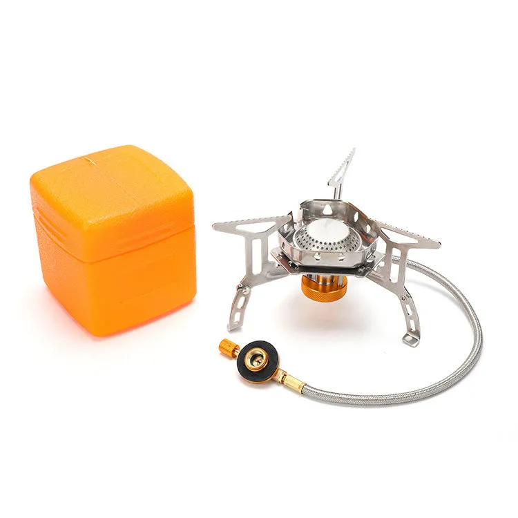 Three Head Foldable Gas Stove Mini Outdoor Windproof Gas Burner with Gas Tank Adapter