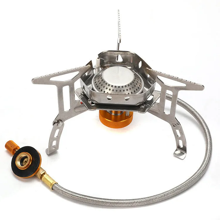 Three Head Foldable Gas Stove Mini Outdoor Windproof Gas Burner with Gas Tank Adapter