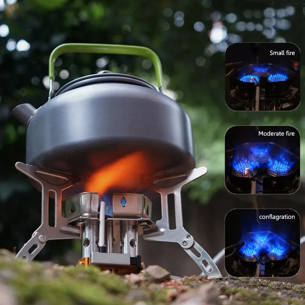 Three Head Foldable Gas Stove Mini Outdoor Windproof Gas Burner with Gas Tank Adapter