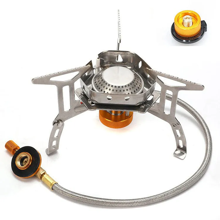 Three Head Foldable Gas Stove Mini Outdoor Windproof Gas Burner with Gas Tank Adapter