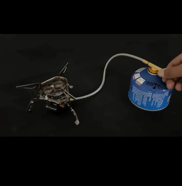 Three Head Foldable Gas Stove Mini Outdoor Windproof Gas Burner with Gas Tank Adapter
