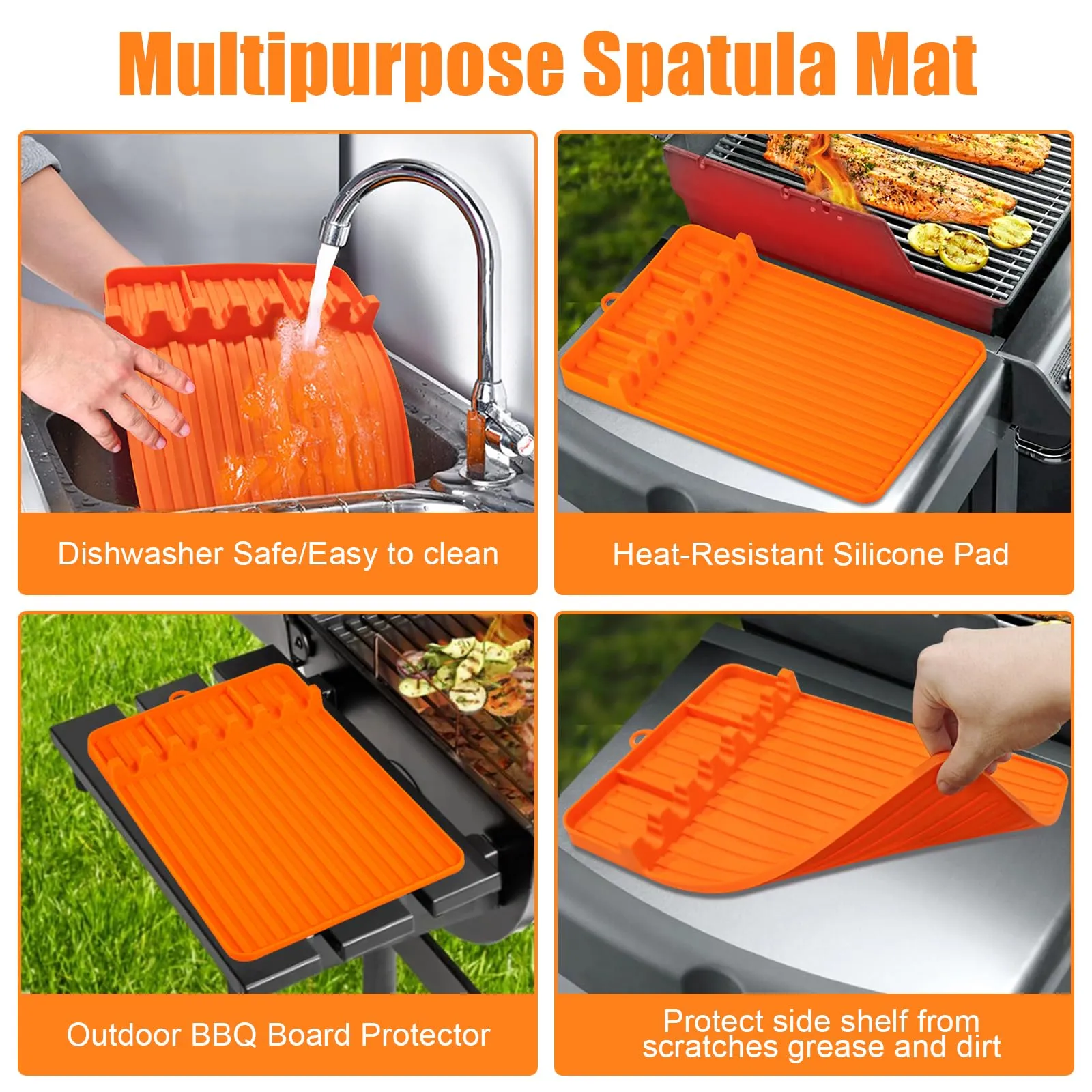 TIKNIK Griddle Tools Mat for Blackstone Griddle Accessories Set, Silicone Griddle Mat for Blackstone, Silicone Grill Mat for Spatula Mat Outdoor BBQ Grill, Grill Side Shelf Mat for Kitchen Counter