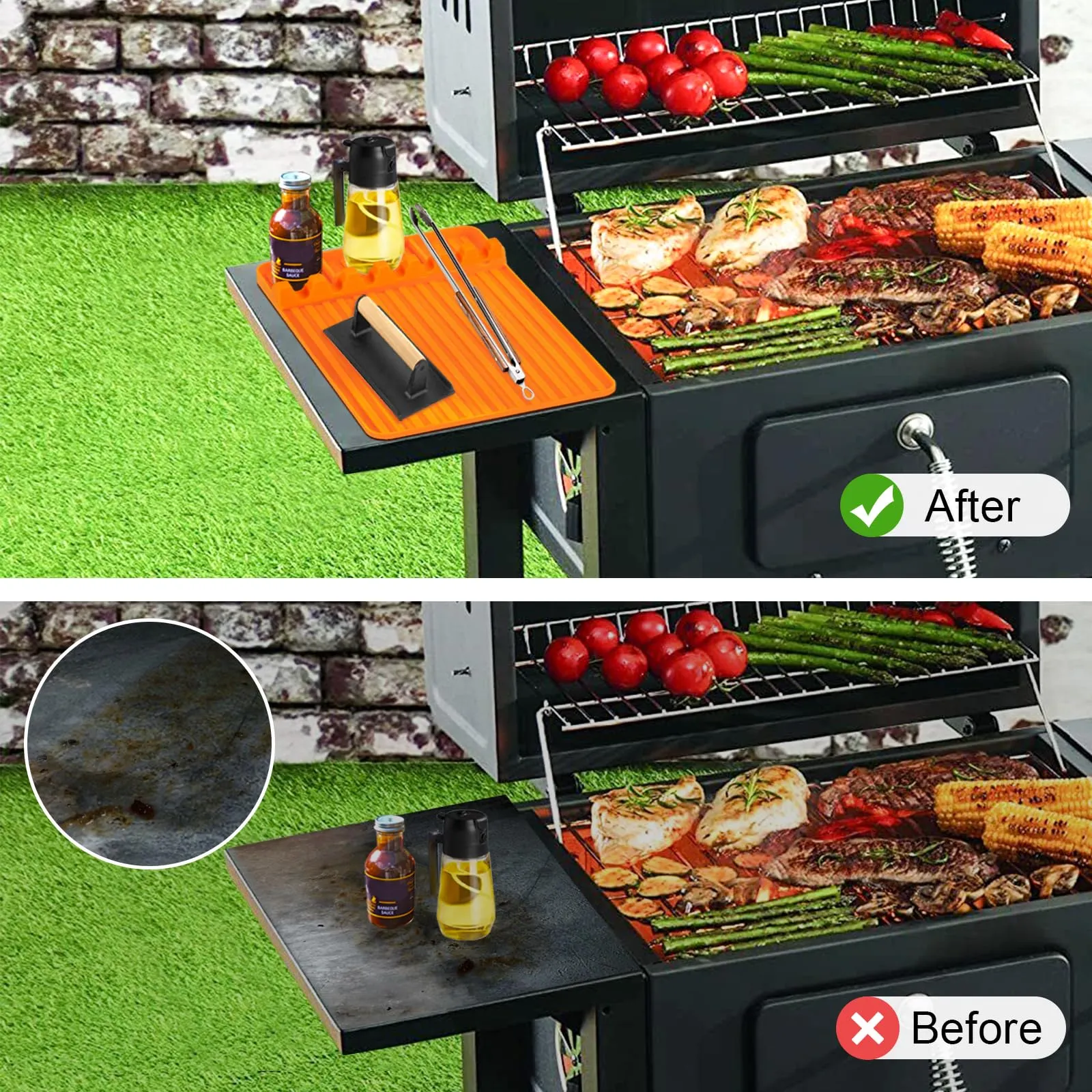 TIKNIK Griddle Tools Mat for Blackstone Griddle Accessories Set, Silicone Griddle Mat for Blackstone, Silicone Grill Mat for Spatula Mat Outdoor BBQ Grill, Grill Side Shelf Mat for Kitchen Counter