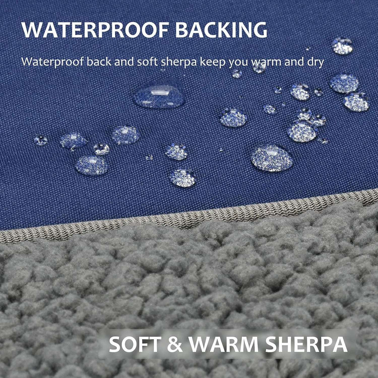 Tirrinia Outdoors Waterproof Camping Blanket,Sherpa Fleece Warm Windproof Soccer Stadium Blanket for Car Football Beach Concerts,51''X 59''