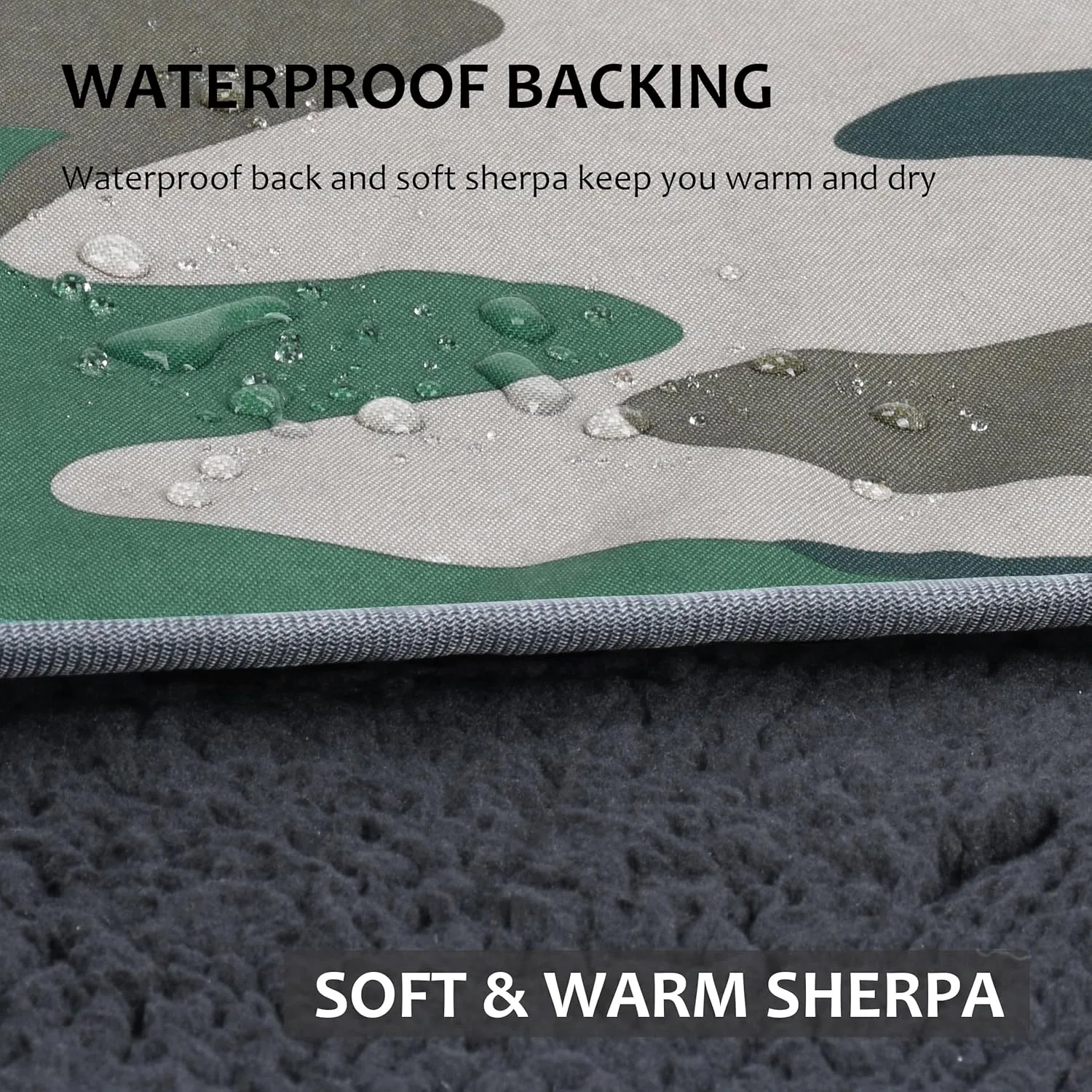 Tirrinia Outdoors Waterproof Camping Blanket,Sherpa Fleece Warm Windproof Soccer Stadium Blanket for Car Football Beach Concerts,51''X 59''