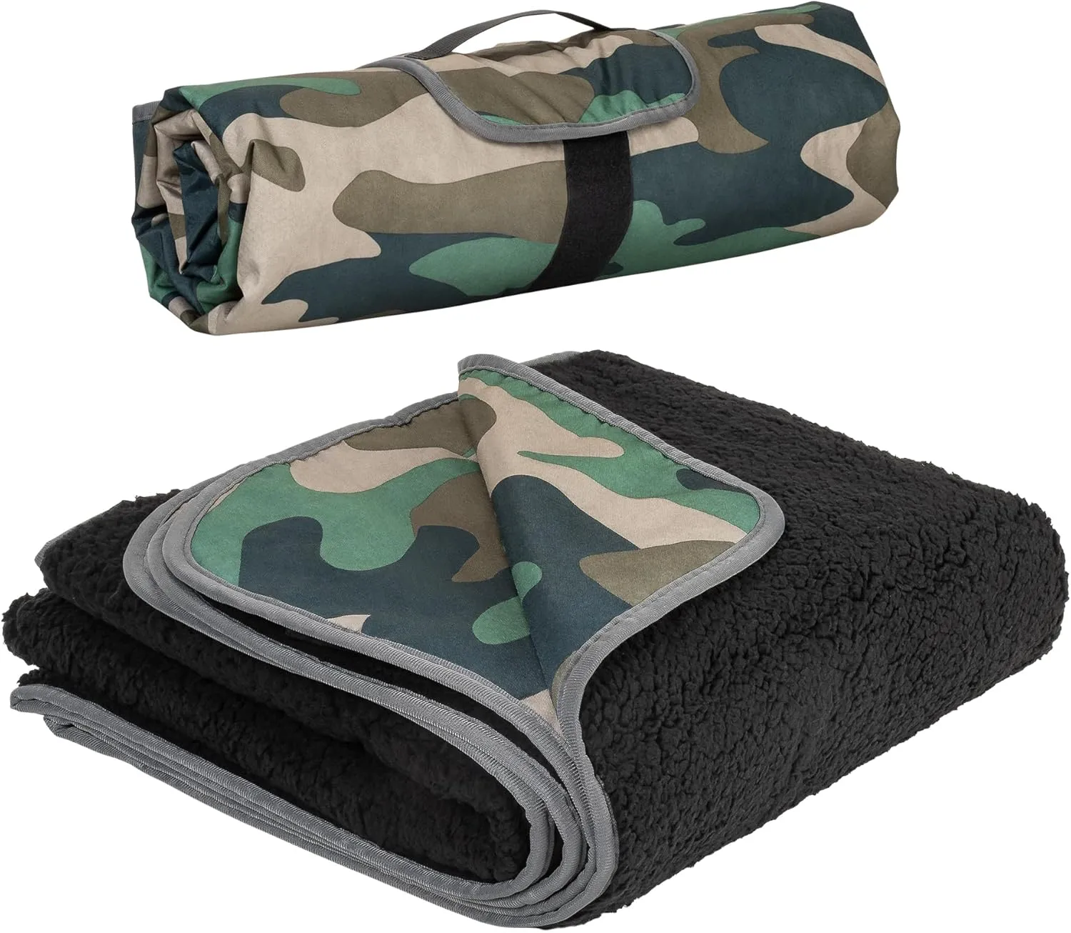 Tirrinia Outdoors Waterproof Camping Blanket,Sherpa Fleece Warm Windproof Soccer Stadium Blanket for Car Football Beach Concerts,51''X 59''