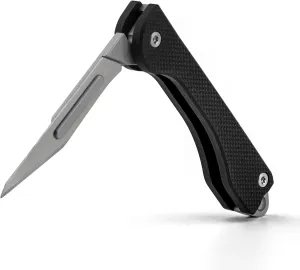 TISUR Keychain Folding Knife, Carbon Steel Scalpel Blades, Real Carbon Fiber Handle, Fishing, Camping, Hunting Knife for Outdoor, everyday carry for men(Black)