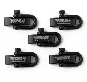 TITAN Survival 1,650 LBS Shackles for Paracord Bracelets (5-Pack) | BLACK | Stylish Premium Metal Clasps.
