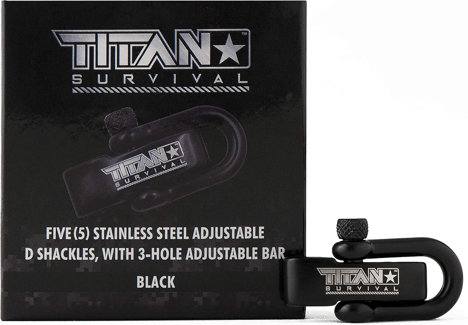 TITAN Survival 1,650 LBS Shackles for Paracord Bracelets (5-Pack) | BLACK | Stylish Premium Metal Clasps.