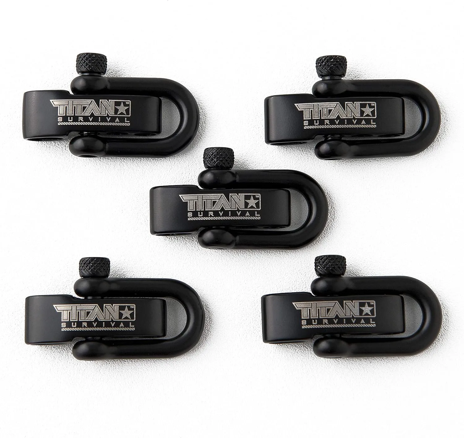 TITAN Survival 1,650 LBS Shackles for Paracord Bracelets (5-Pack) | BLACK | Stylish Premium Metal Clasps.