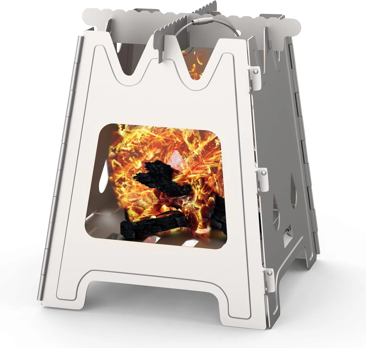 Titanium Wood Burning Stove, Open Fire Stove Ultra Lightweight Portable Backpacking Camping Stove With Cross Stand for Outdoor Hiking Traveling Picnic BBQ