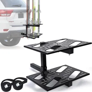 TOPOWN Folding Hitch Ski Rack Suited for 2" Hitch Receiver, Ski Accessories for Car with Lock System and Safety Straps,4 Skis Pairs Adjustable Ski Rack for car with Easy Tilt