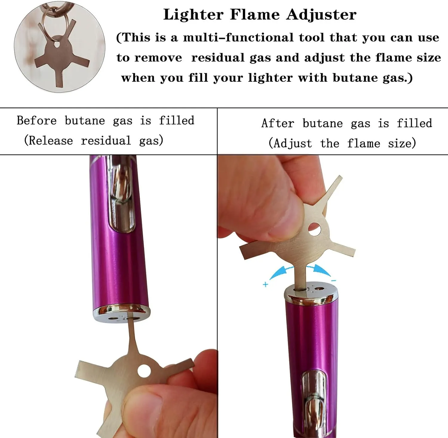 Torch Butane Lighters,Lighter Refillable Butane Fuel Soft Flame Adjustable Pen Torch Windproof Lighters, 2 Pack Purple(Gas Not Included)