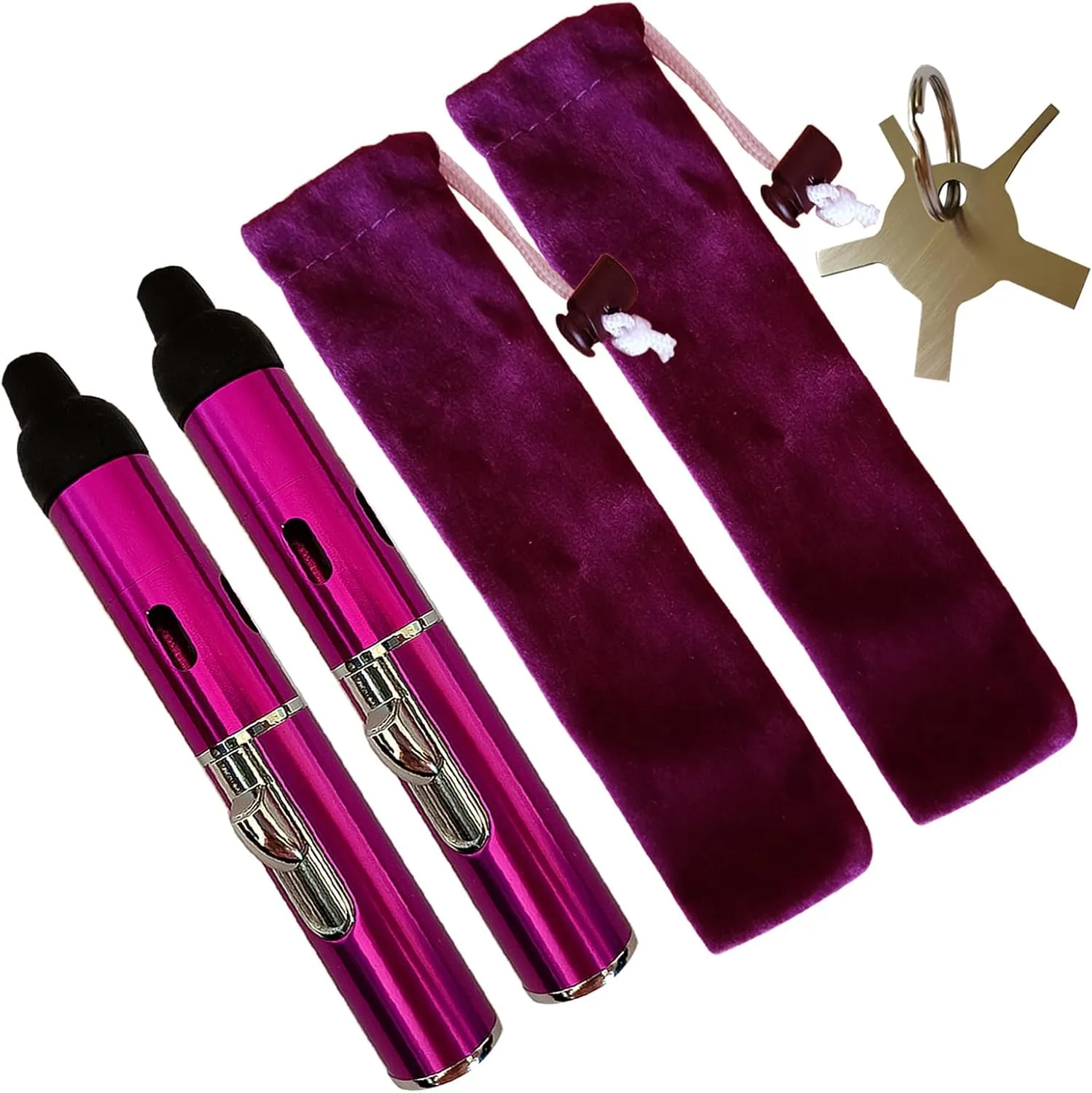 Torch Butane Lighters,Lighter Refillable Butane Fuel Soft Flame Adjustable Pen Torch Windproof Lighters, 2 Pack Purple(Gas Not Included)