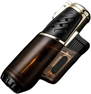 Torch Lighter, Butane Lighter Windproof Turbine High Fire Butane Refillable Lighter Large Butane Gas Canister (Butane Not Included)(Yellow)