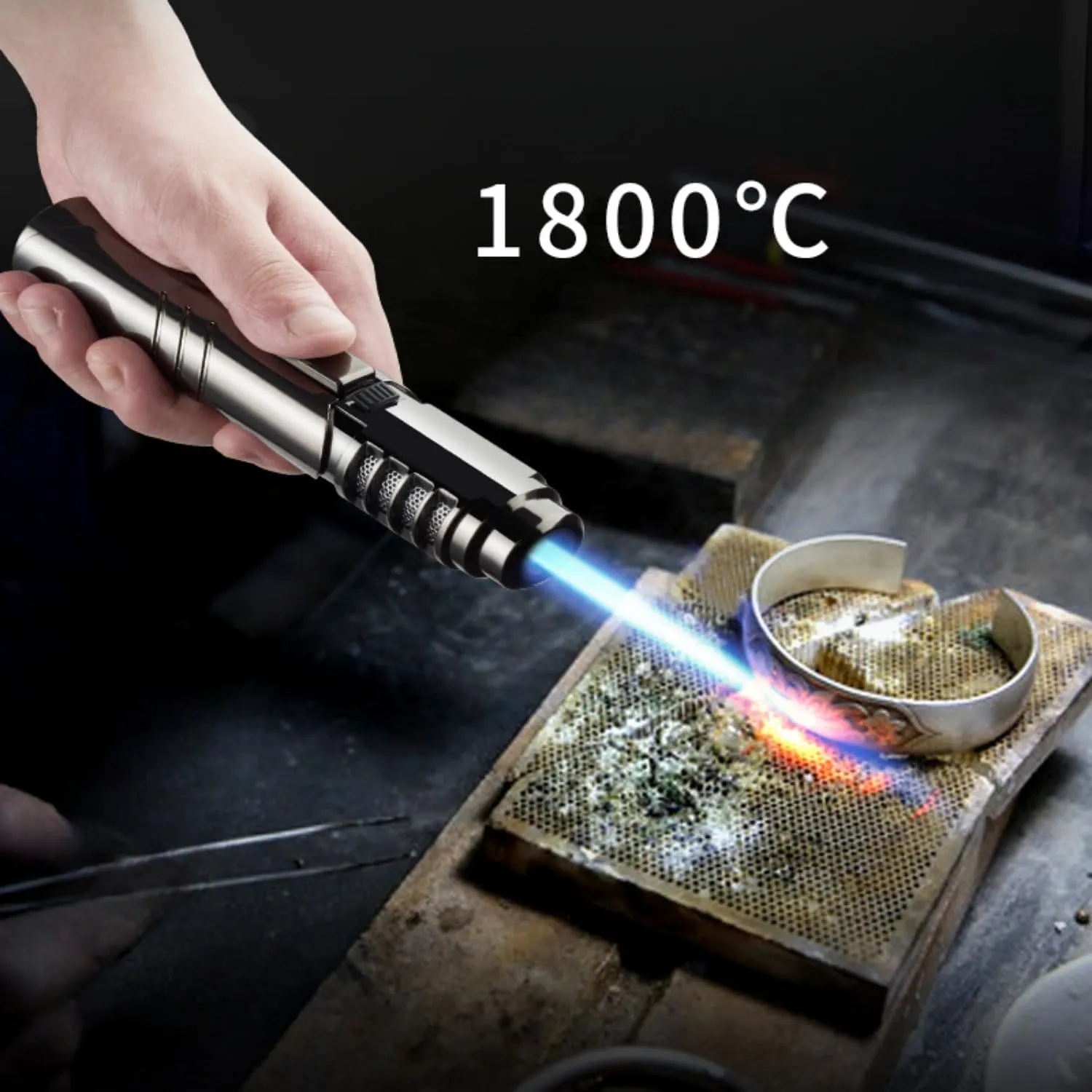 Torch Lighter， Butane Lighters，Refillable Torch Lighter，Windproof Butane Refillable Gas Lighter for Grill BBQ Candle Camping (Butane Gas Not Included) (Grey), Gray, SG006