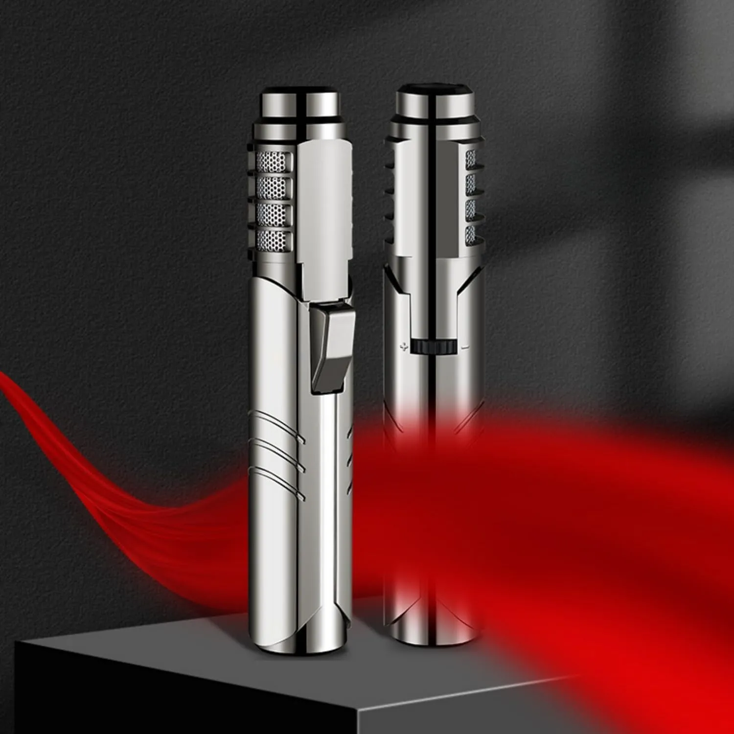 Torch Lighter， Butane Lighters，Refillable Torch Lighter，Windproof Butane Refillable Gas Lighter for Grill BBQ Candle Camping (Butane Gas Not Included) (Grey), Gray, SG006