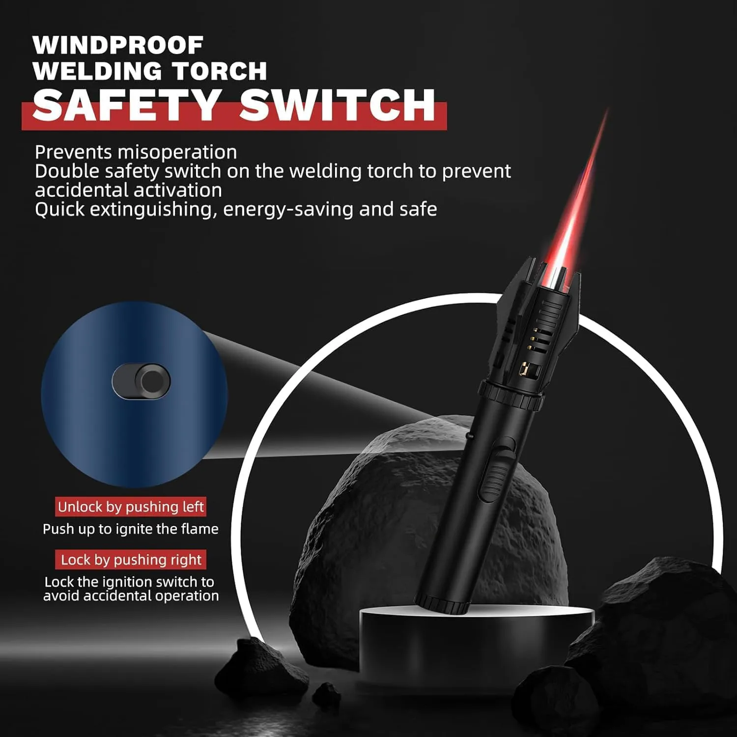 Torch Lighter, Red/Blue Flame Adjustable with Safety Lock, Bright Fire Lighter, Refillable Butane Gas Windproof Jet Flame Cool Lighter, for Candles Grill BBQ Fireplaces Camping Gift for Man