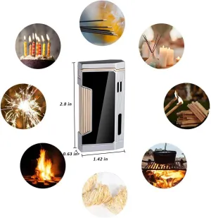 Torch Lighters Double Jet Flame Refillable Butane Lighter with Visible Window Adjustable Lighter Side Ignition Cool Idea Gift for Men & Women (Red)