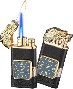 Torch Lighters, Magic Dual Flame Dragon Lighter with Adjustment Tool, Windproof Lighter with Visible Fuel Window, Adjustable Flame Lighter, Refillable Butane Lighter(S)