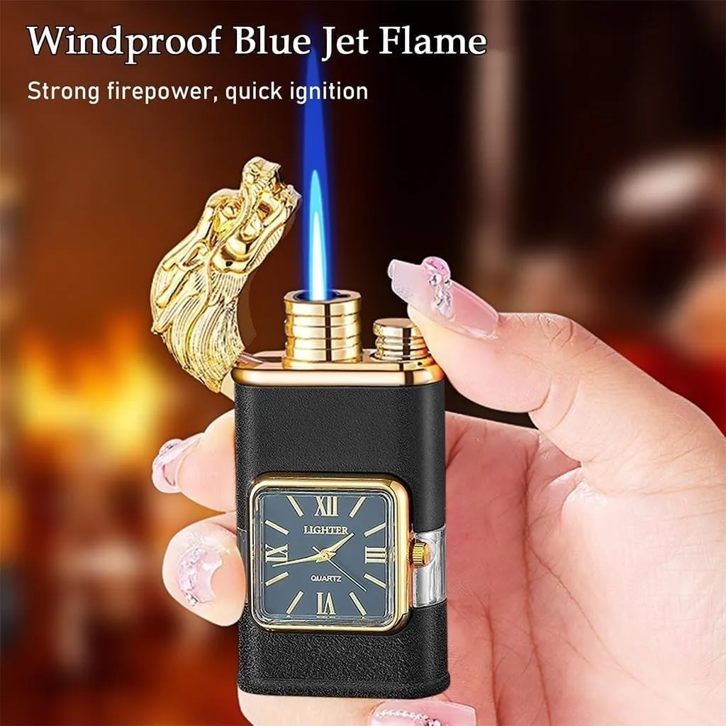 Torch Lighters, Magic Dual Flame Dragon Lighter with Adjustment Tool, Windproof Lighter with Visible Fuel Window, Adjustable Flame Lighter, Refillable Butane Lighter(S)
