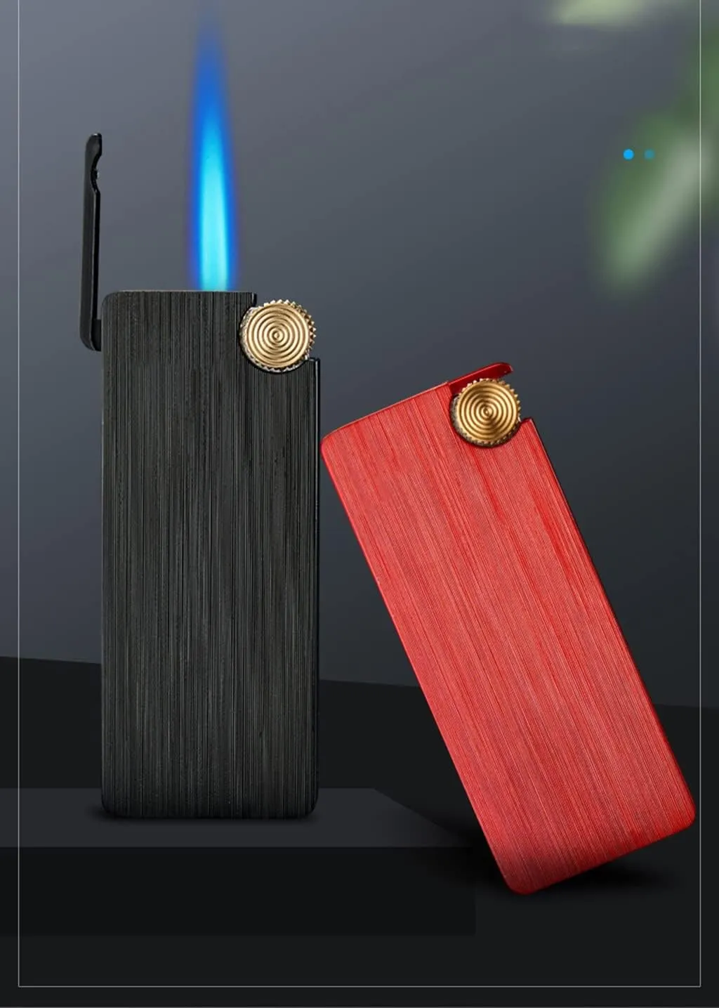 Torch Wheel Metal Flint Lighter Gas Lighter Butane Turbo Jet Lighter Cigar Butane Lighter Cigarette Windproof Lighter Tool Men (Color : Black)