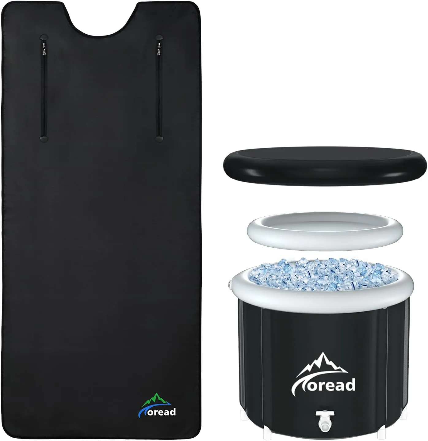 TOREAD Sauna and Cold Plunge Combo-Oxford Far Infrared Sauna Blanket for Relaxation and Detoxification with Red Light Therapy & Portable Ice Bath Tub-87gal Portable Cold Plunge Tub with Carry Bag